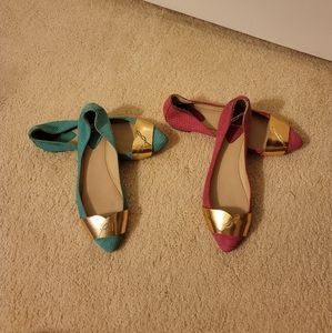 Brian Atwood Snakeskin Print Flats Bundle